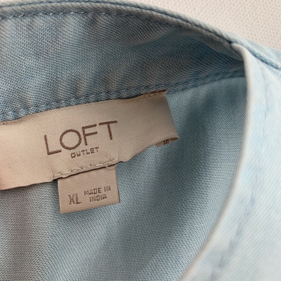 LOFT chambray apron front drawstring jumpsuit - Picture 5 of 7